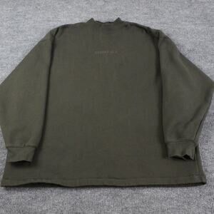 Fear Of God Essentials Sweatshirt Mens Large Relaxed Crewneck Dark Green Logo